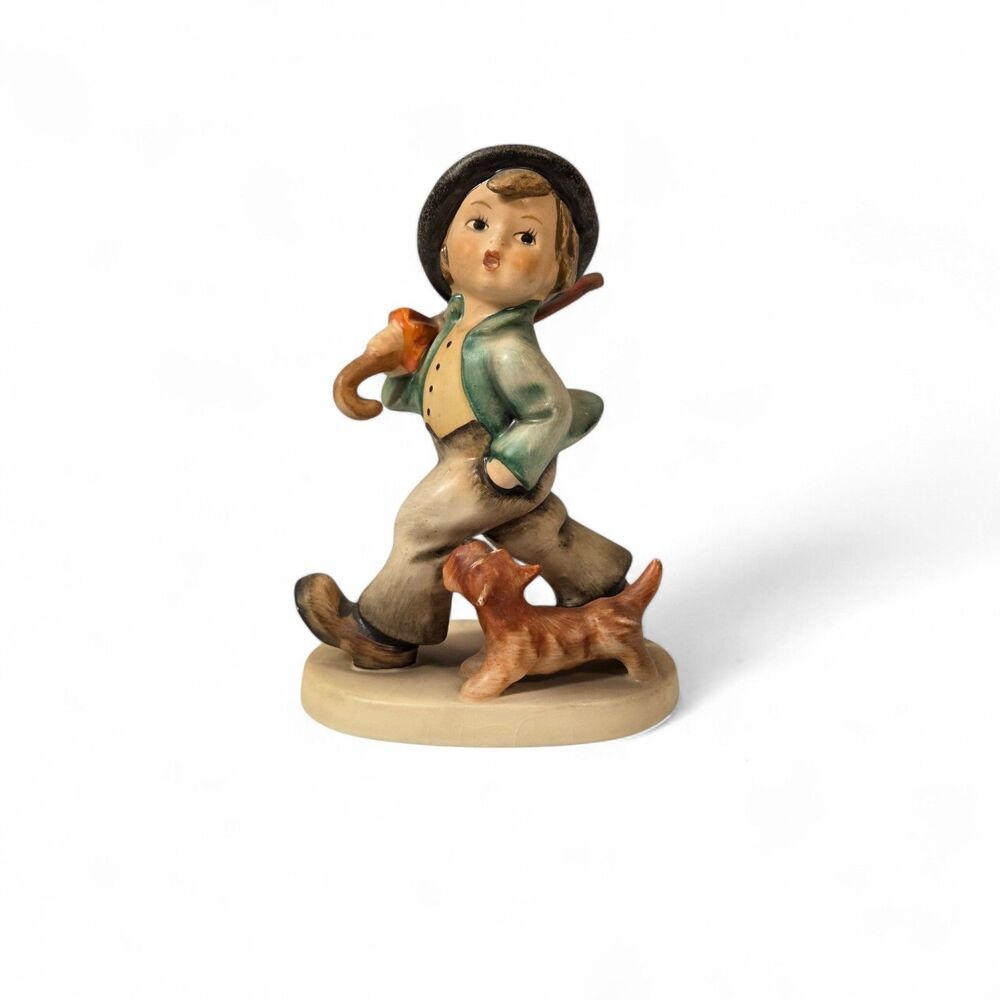 Goebel Hummel Figurine “Strolling Along” #5 TMK-3 1960-72 West Germany Boy Dog